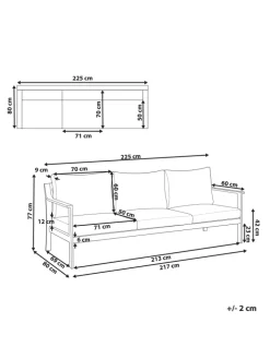 Gartensofa KIATO in Grau - (W) 225 x (H) 77 x (L) 80 cm