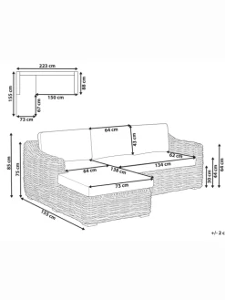 Gartensofa VALLETRI in Grau - (W) 155 x (H) 85 x (L) 223 cm