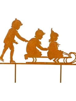 Gartenstab "Winterkinder" in Hellbraun - (B)40 x (H)23 cm