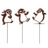 Gartenstecker Pinguine, Lustige Gartendeko aus Metall in Braun
