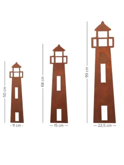 Gartenstecker Rost Leuchtturm in Braun