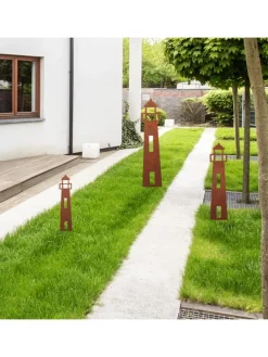 Gartenstecker Rost Leuchtturm in Braun