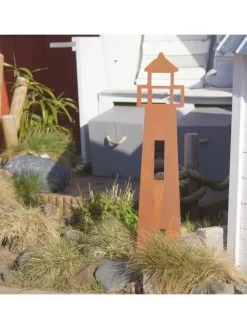 Gartenstecker Rost Leuchtturm in Braun