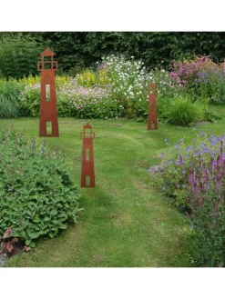 Gartenstecker Rost Leuchtturm in Braun