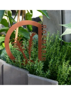 Gartenstecker Rostoptik 10er Set Kräuter in Braun