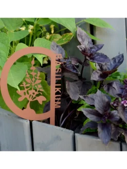 Gartenstecker Rostoptik 10er Set Kräuter in Braun