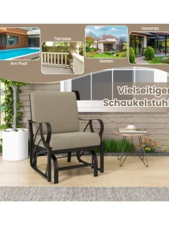 Gartenstuhl mit Schaukelfunktion in Braun