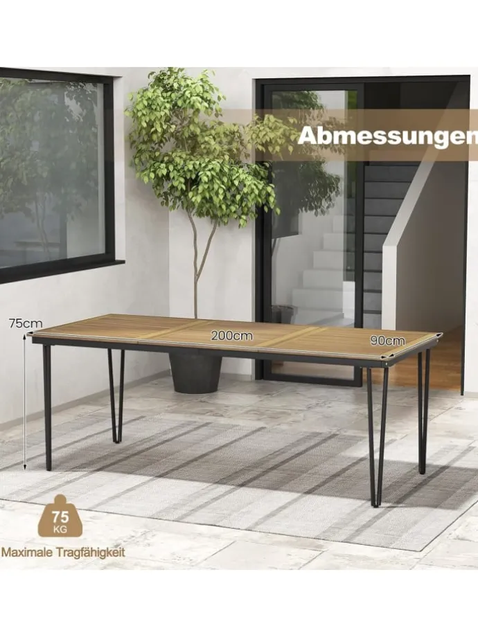 Gartentisch Akazienholz 200cm in Braun