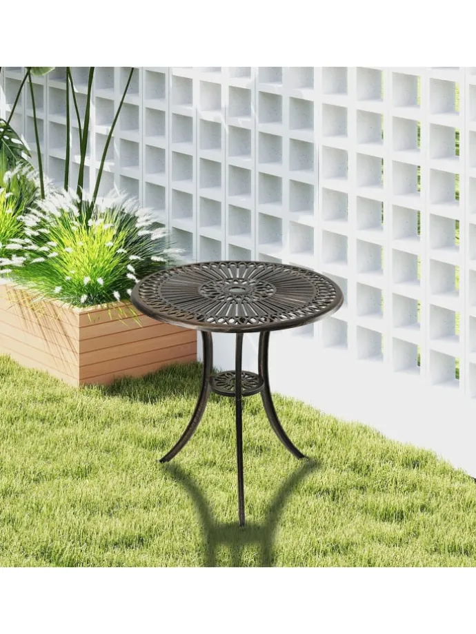 Gartentisch in Schwarz/ Bronze - (H)65 x Ø 60 cm