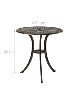 Gartentisch in Schwarz/ Bronze - (H)65 x Ø 60 cm