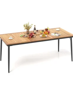 Gartentisch mit Schirmloch 200x90cm in Braun