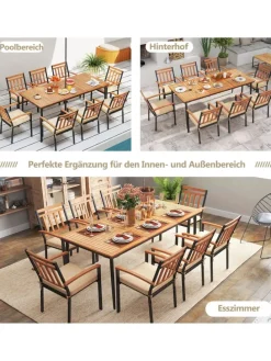 Gartentisch mit Schirmloch 200x90cm in Braun