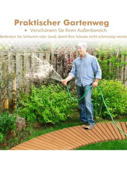 Gartenweg Holz ausrollbar 216x43cm in Beige