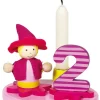 Geburtstagskerzenhalter "Kleines Mädchen" in Pink/ Rosa