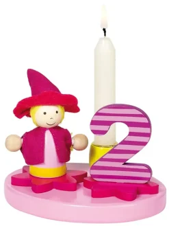 Geburtstagskerzenhalter "Kleines Mädchen" in Pink/ Rosa