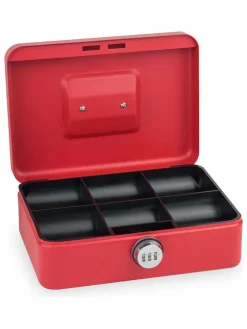 Geldkassette in Rot - (B)25 x (H)9 x (T)18 cm