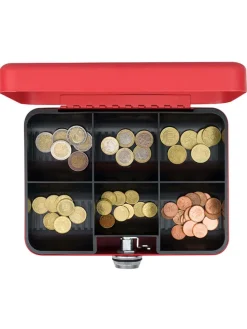 Geldkassette in Rot - (B)25 x (H)9 x (T)18 cm