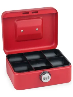 Geldkassette in Rot - (B)20 x (H)9 x (T)16 cm