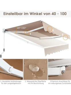 Gelenkarmmarkise 2,5x2m in Beige