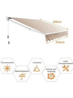 Gelenkarmmarkise 2,5x2m in Beige