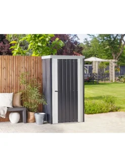 Gerätehaus mit Holzunterstand UMBRIA in Grau/Weiß