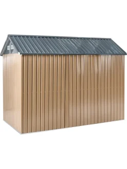 Gerätehaus mit Holzunterstand NOCCIANO in Braun/Grau