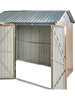 Gerätehaus mit Holzunterstand NOCCIANO in Braun/Grau