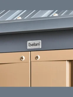 Gerätehaus mit Holzunterstand NOCCIANO in Braun/Grau