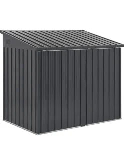 Gerätehaus mit Holzunterstand MOENA in Grau - (W) 158 x (H) 134 x (L) 96 cm