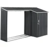 Gerätehaus mit Holzunterstand AOSTA in Grau - (W) 270 x (H) 158 x (L) 105 cm