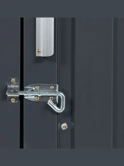 Gerätehaus mit Holzunterstand AOSTA in Grau - (W) 270 x (H) 158 x (L) 105 cm