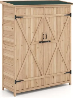 Geräteschuppen Holz 140 x 51 x 163 cm in Hellbraun