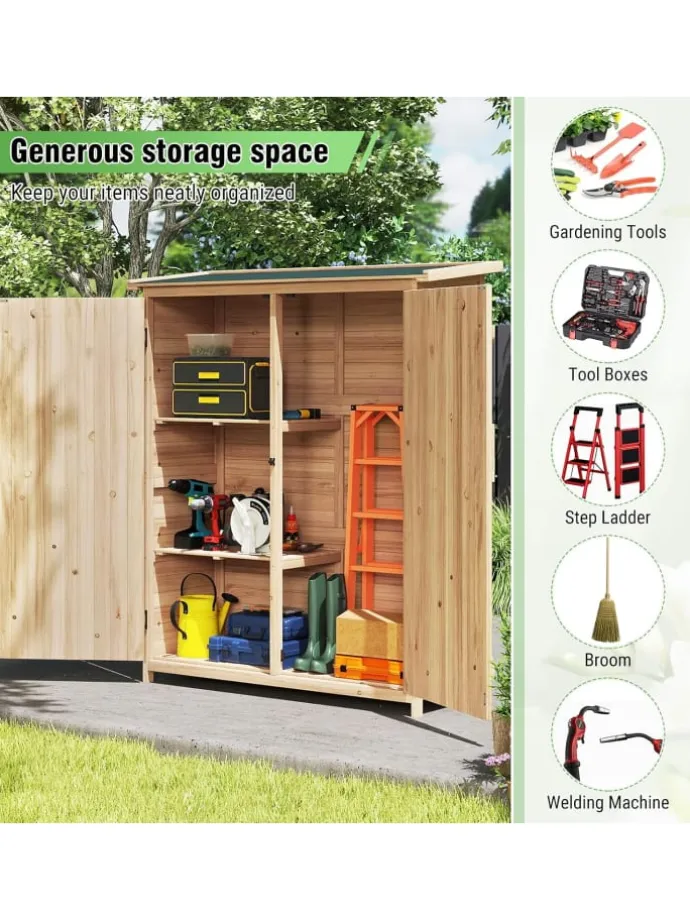 Geräteschuppen Holz 140 x 51 x 163 cm in Hellbraun