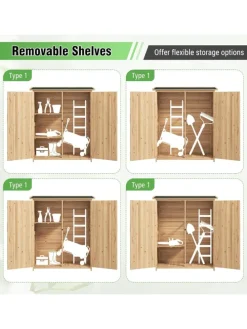 Geräteschuppen Holz 140 x 51 x 163 cm in Hellbraun