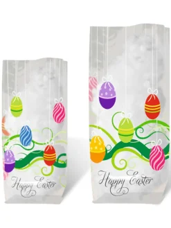 Geschenk-Bodenbeutel "Happy Easter" in Transparent/ Bunt
