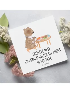 Geschenkkarte Dinner in the Dark mit Spruch in Weiß