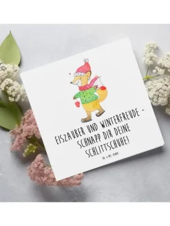 Geschenkkarte Winter Schlittschuhlaufen mit Spruch in Weiß