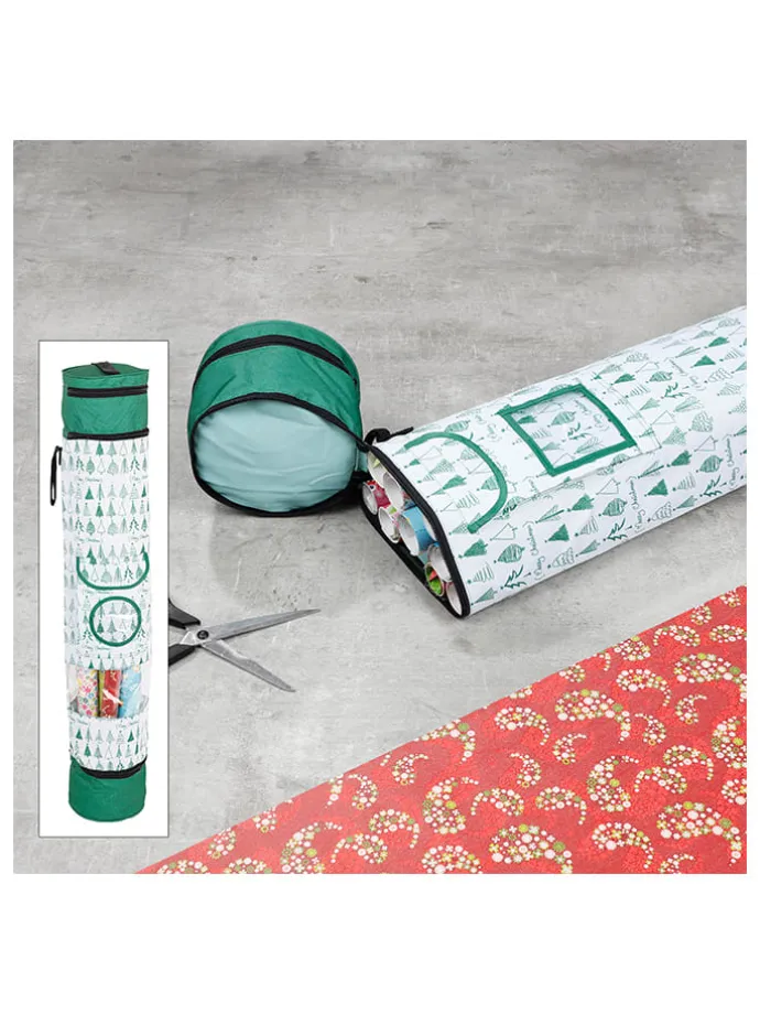 Geschenkpapier-Organizer in Grün/ Weiß - (L)94 x (B)17 cm