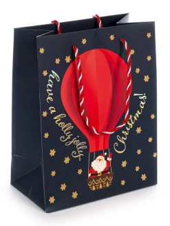 Geschenktüte in Dunkelblau/ Rot - (B)17,8 x (H)25 cm