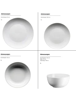 Geschirr-Set, Porzellan Barca in Weiß