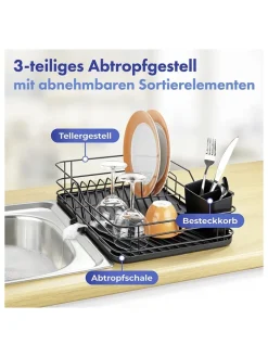 Geschirrständer in Schwarz - (B)43 x (H)10 x (T)31 cm