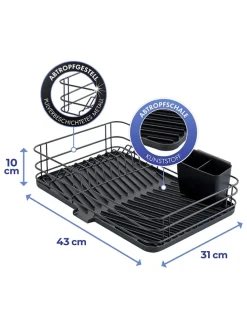 Geschirrständer in Schwarz - (B)43 x (H)10 x (T)31 cm