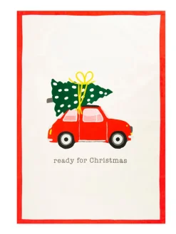Geschirrtuch "Ready for Christmas" in Creme/ Rot - (L)70 x (B)50 cm