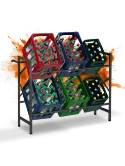 Getränkekistenregal in Schwarz - (B)104 x (H)80 x (T)32 cm