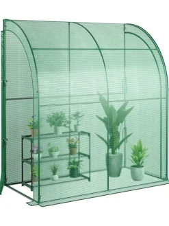 Gewächshaus begehbar mit drei Regalebenen 200x100x215cm in Grün