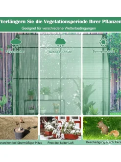 Gewächshaus begehbar mit drei Regalebenen 200x100x215cm in Grün