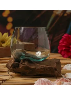 Glasschale Dekoschale Wurzelholz Unikat D: 14cm in natur