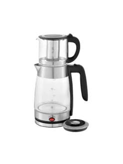 Glas-Teekocher 1,8/0,8 Liter 2200W in Schwarz