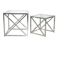 Glastisch 2Stück Walburga in silber