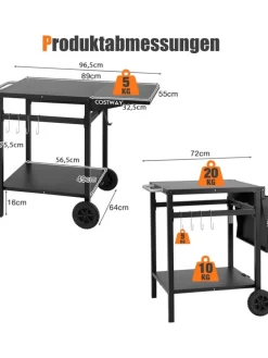 Grilltisch mit Tischplatte klappbar in Schwarz